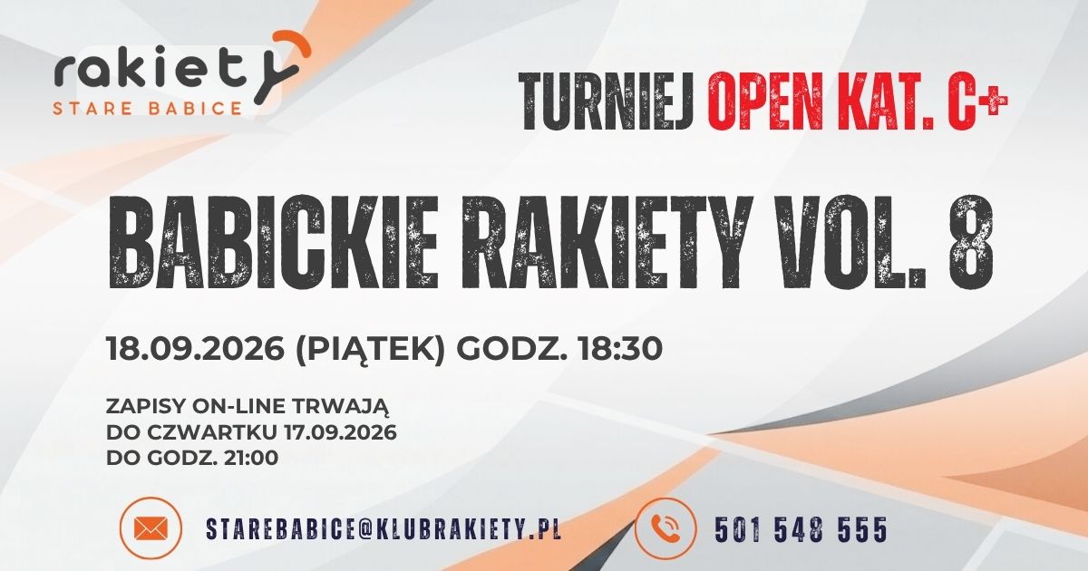 Zapraszamy na turniej KAT. c+ „BABICKIE RAKIETY VOL. 8”